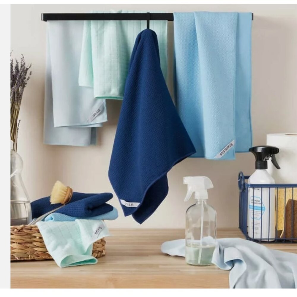 Microfiber Cleaning Cloths 8-Piece Set, Multi-Colors, 18" x 28"